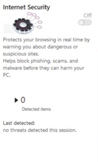 Internet Security protection card in Gridinsoft Anti-Malware