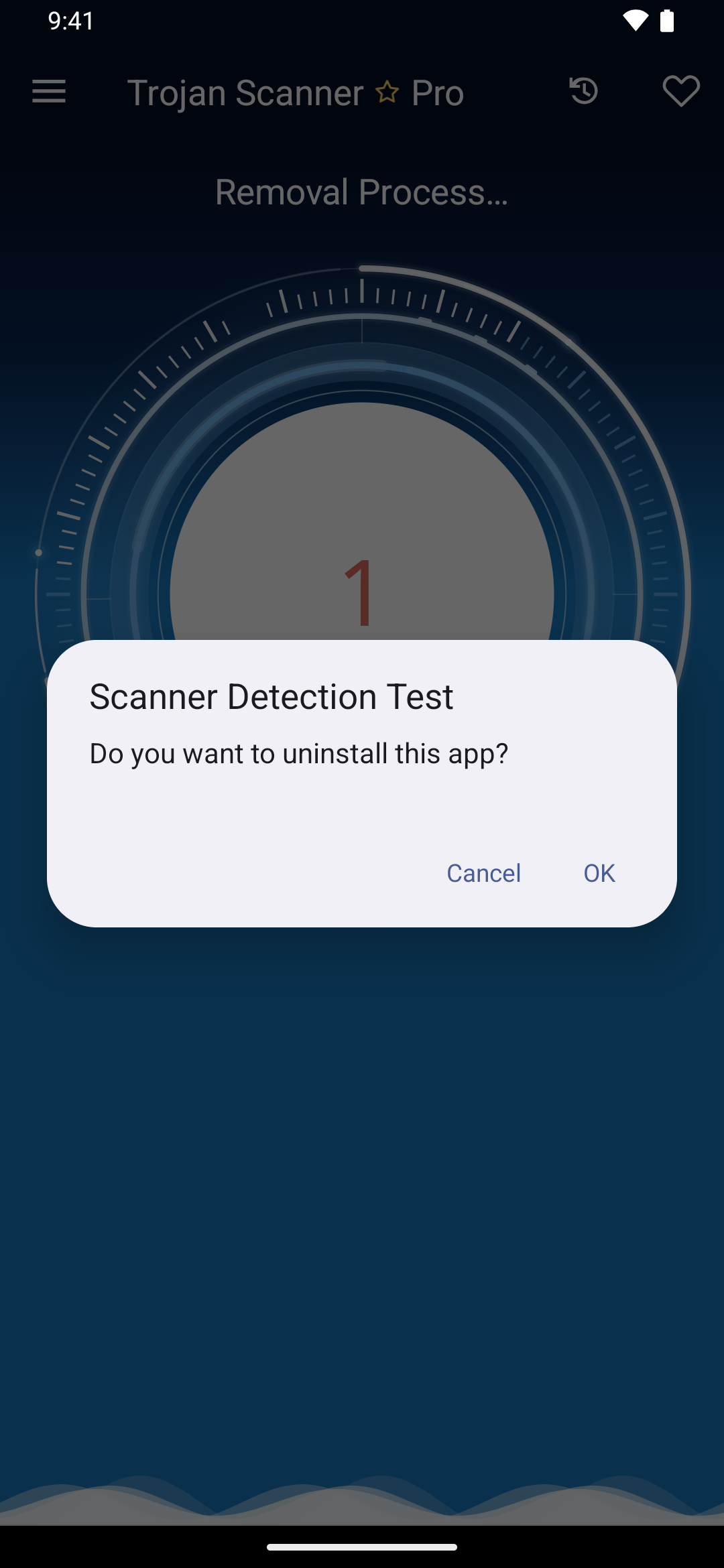 Android confirmation before uninstalling a test application
